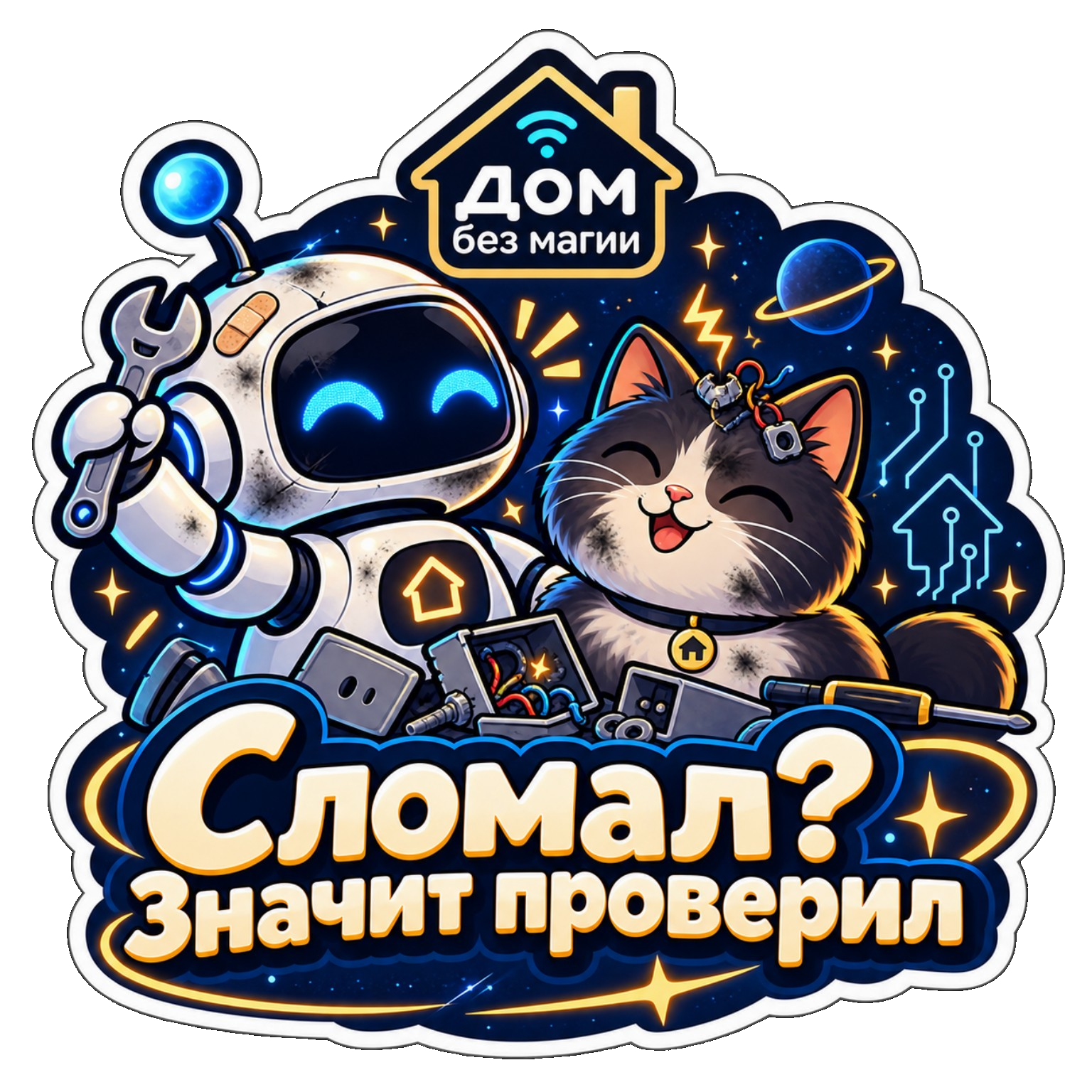 Цифровая наклейка Сломал — значит проверил